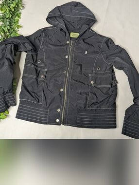 Y2K Juicy Couture Black Windbreaker Jacket Size Large